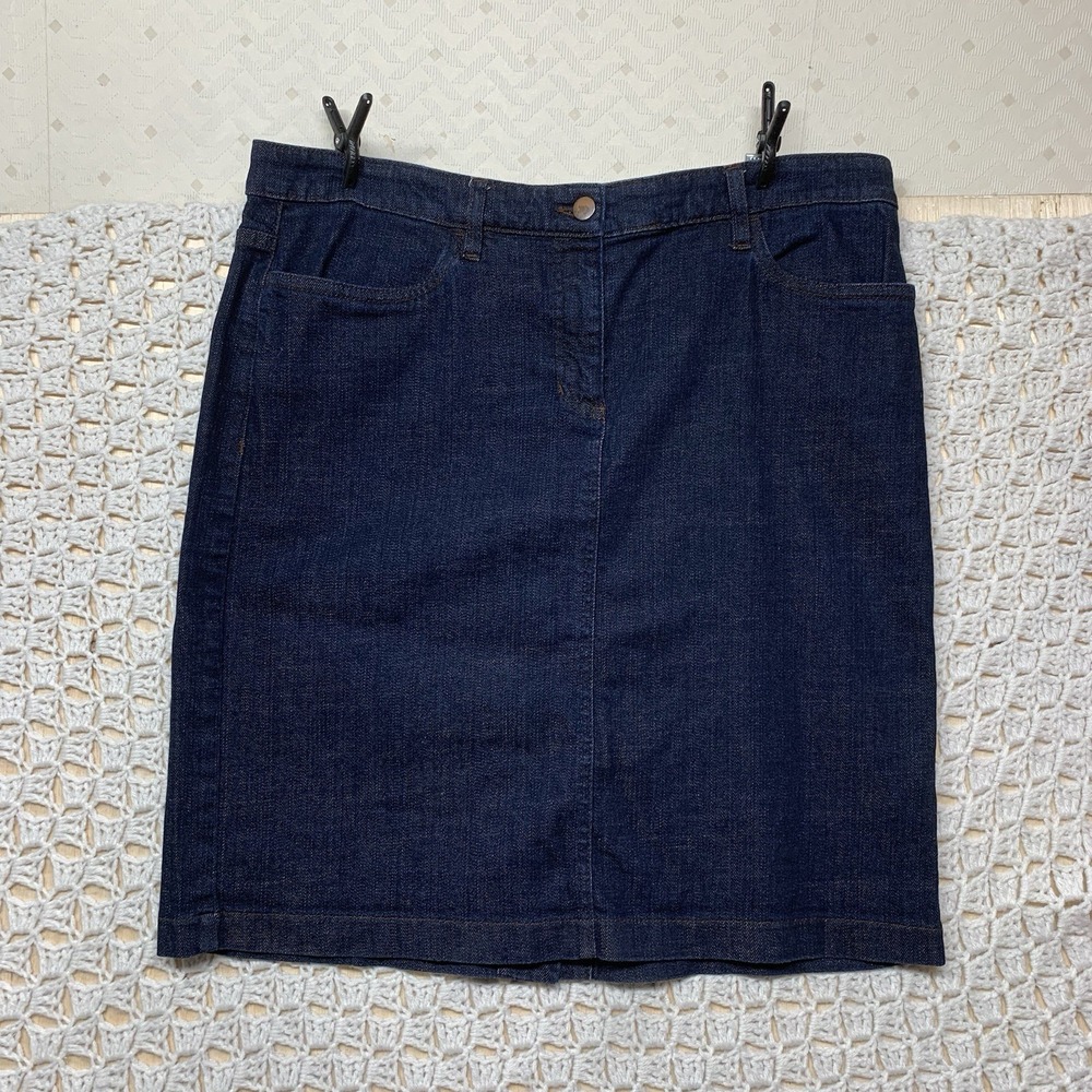 Eileen Fisher Jeans Pencil Skirt‎ Women Size 14 Blue Denim Pockets